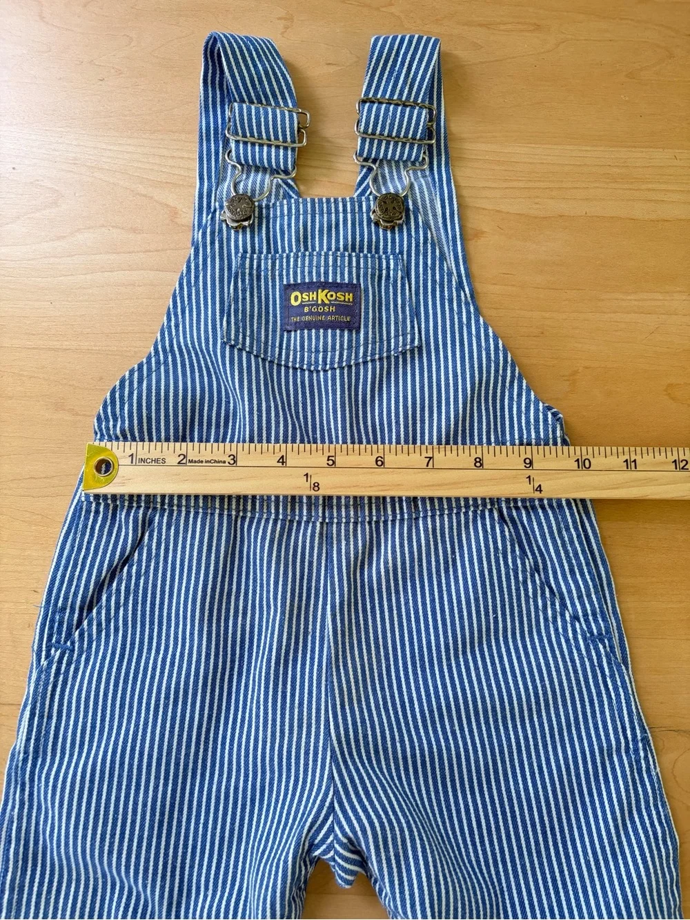 Vintage Toddler OshKosh Striped Railroad Baby Denim Overall Bibs